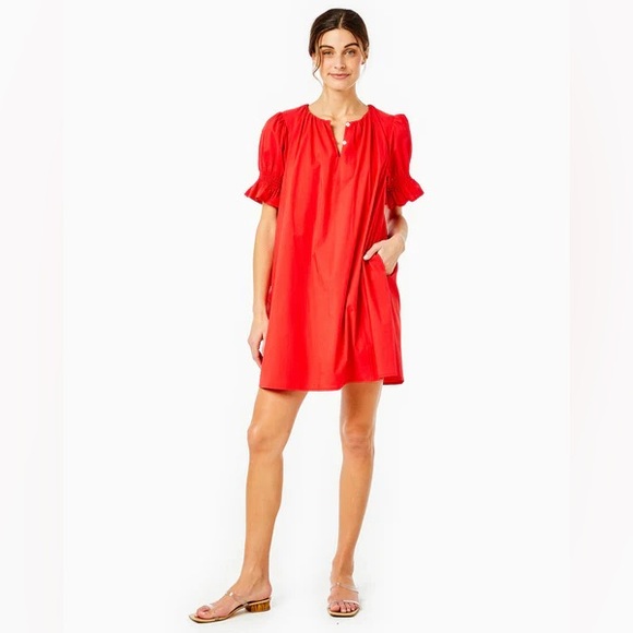 NWT Addison Bay Cotton Poplin Newport Red Dress Sz L - Picture 1 of 10